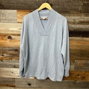 Athleta Clarity V-Neck Soft Sweatshirt Comfort Casual Active Light Blue Women 1X